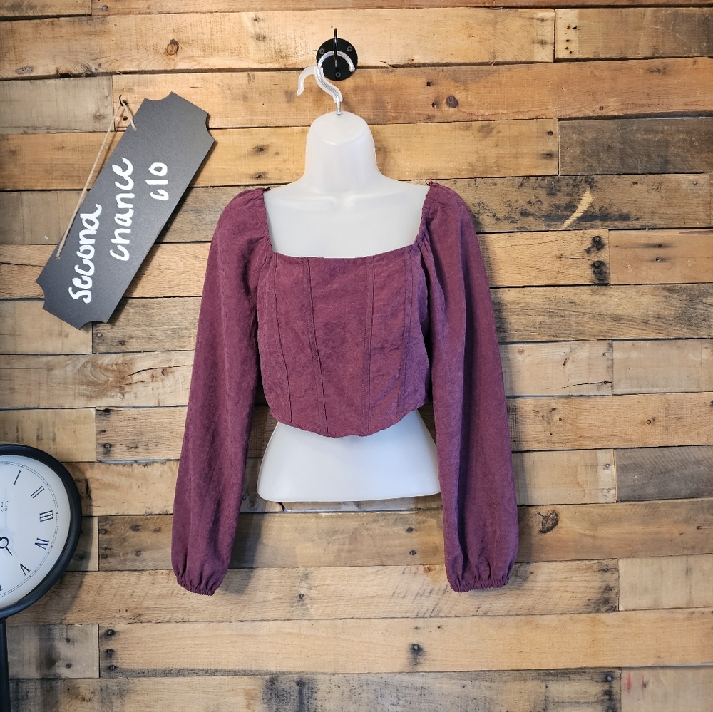 Kirious Los Angeles Women's Wine Colored Cropped Corset Top Size S/M